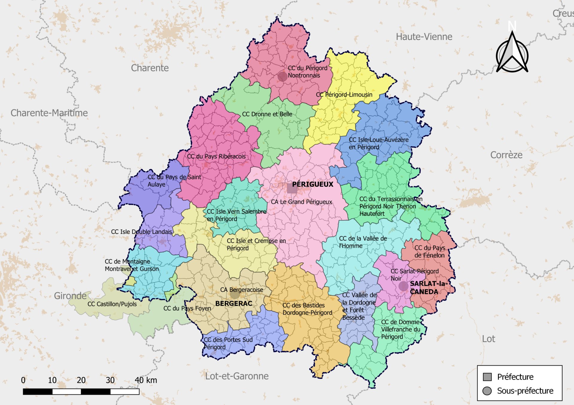 Carte de la Dordogne
